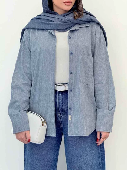 شومیز دکمه مخفی تک جیب