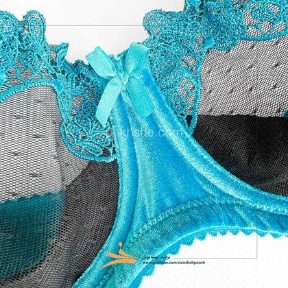 ست جکدار فیروزه ای مخملی فنردار برند نوشه پوش
