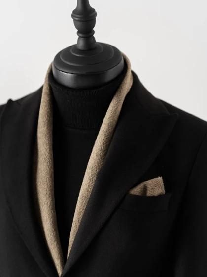 شالگردن و پوشت کجراه پشمی خاکی کارلوتی کد s243