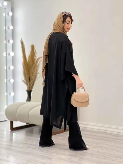 مانتو آستین دوبل بغل بند دار