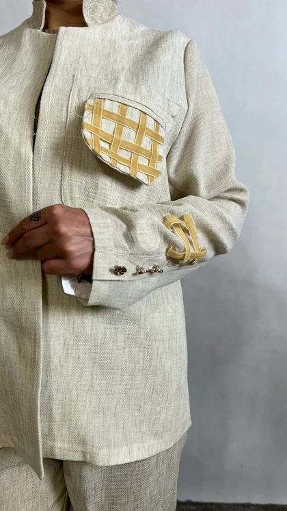 کت و شلوار پاپیونی زنانه جنس شانتون