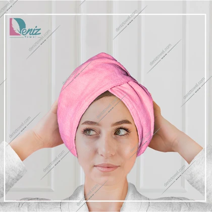 حوله سر طرح ساده مدل کلاه پیچ رنگ صورتی