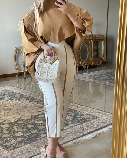 شومیز شلوار جلو نواری