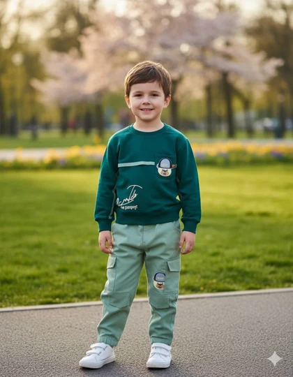 بلوز شلوار بچگانه جیب‌دار خرسی