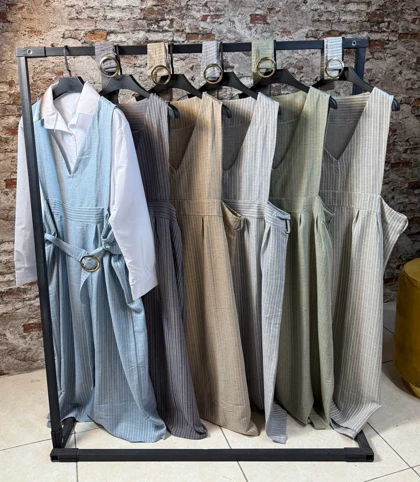 دو تیکه ماکسی راه راه مدل نیلی کد 50231