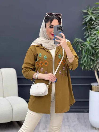 مانتو لینن طرح لوزی