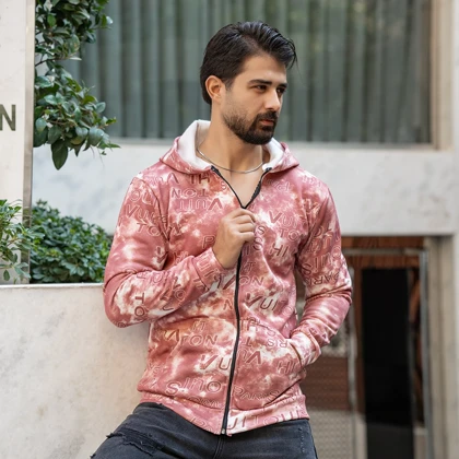 سویشرت طرحدار مردانه قرمز مدل Roham