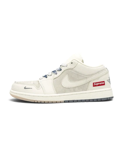 کتانی ویتنامی نایک ایر جردن وان لو سوپریم سفید کرمNike Air Jordan 1 Low Supreme Sail Grey