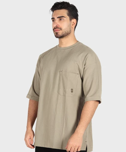 تیشرت باکسی مردانه ساده و تک جیب 1721