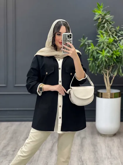 مانتو ترکیبی آستین پیله