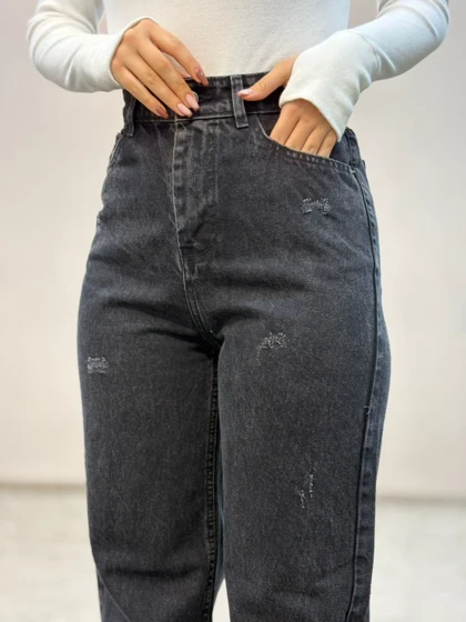 شلوار جین نیمبگ زغالی 6206