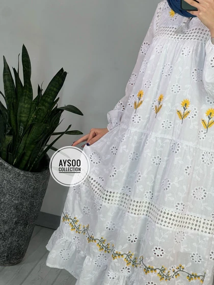 پیراهن خامه دوزی آفتاب گردان 1