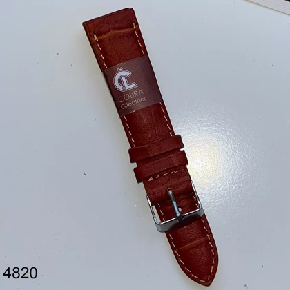 بند چرم کبری عسلی خشتی سایز 20mm کد 4820