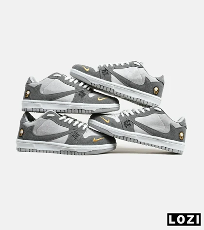 کفش کتانی مردانه طوسی سفید نایک NIKE travis scott