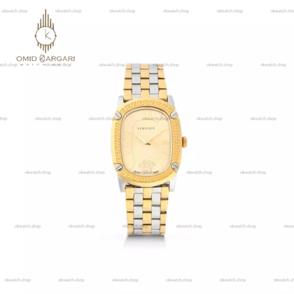 ساعت مچی ورساچه دورحکاکی دو رنگ سیلورطلایی صفحه طلایی Versace