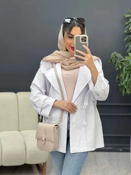 مانتو لینن چهار دکمه سرشانه پاگن