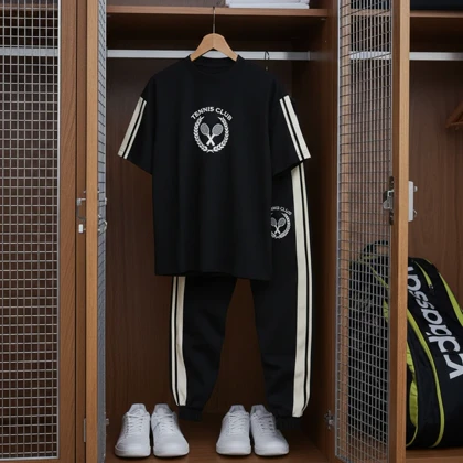 ست تیشرت و شلوار مردانه بنگال کش مدل Atrin-مشکی