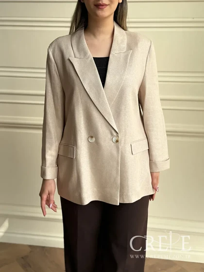 کت لینن آستین پاکتی