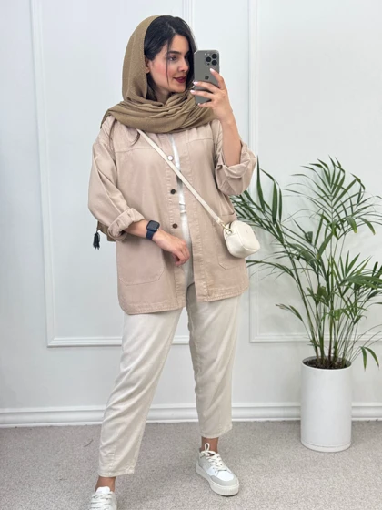 مانتو کتان جیب پایین آرنیکا