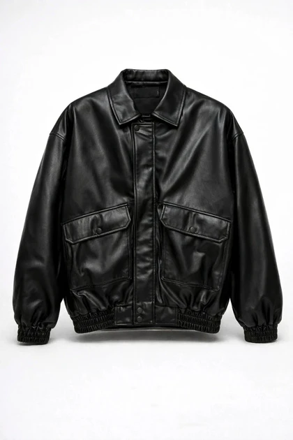 جکت چرم لش خفن و فوق‌العاده با کیفیت مشکی مردانه