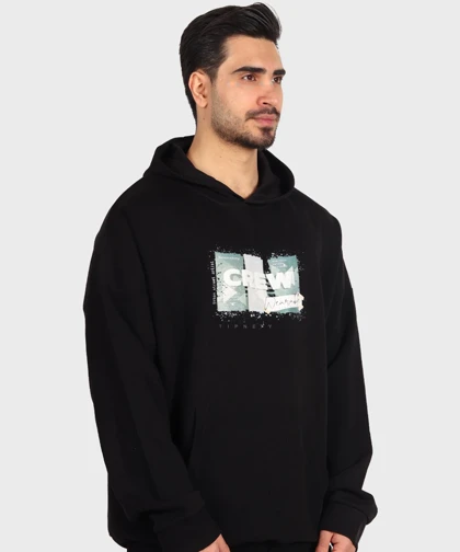 هودی مشکی طرحدار فری سایز 1455