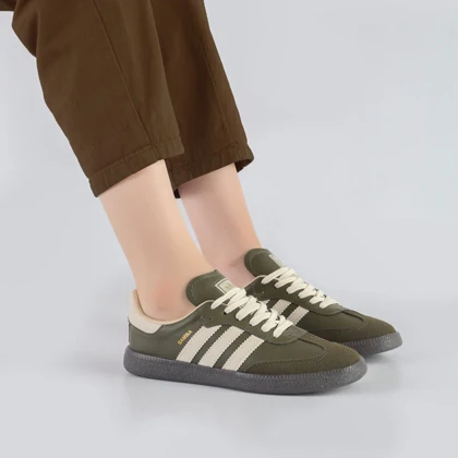 کفش و کتانی زنانه و دخترانه مدل آدیداس سامبا ADIDAS_SAMBA رنگ کرم یشمی کد F101