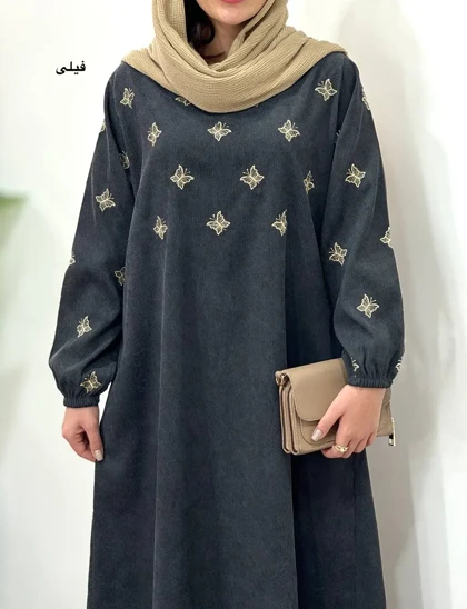 پیراهن مانتویی گلدوزی پری