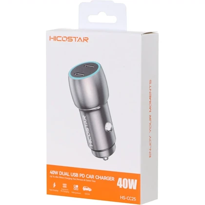 شارژر فندکی فست شارژ هایکو استار HICOSTAR مدل HS-CC25 توان 40 وات