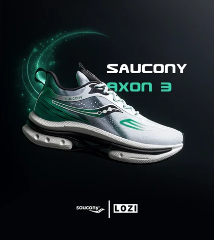 کفش کتانی سفید مشکی سبز Saucony Axon 3