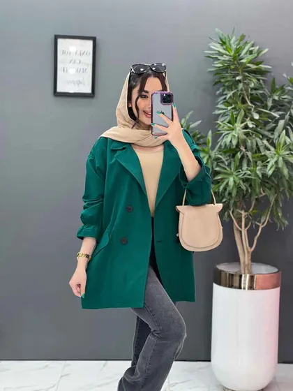 مانتو کتی چهاردکمه آستین کش