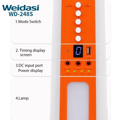 پنکه ایستاده شارژی 18 اینچ ویداسی مدل weidasi WD-248 با چراغ LED