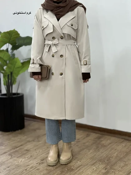 ترنچ کت بلند ضدآب غزال 1