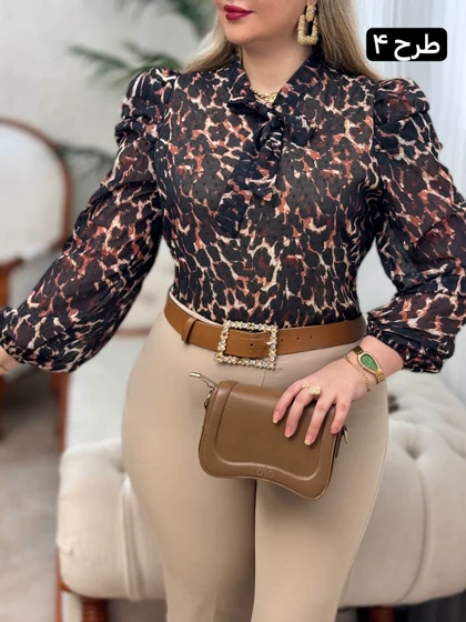 شومیز حریر آستین پف 2705