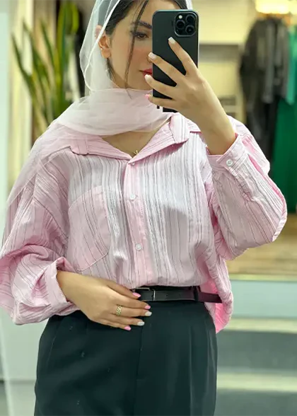 شومیز راه راه مشکی کد 4038