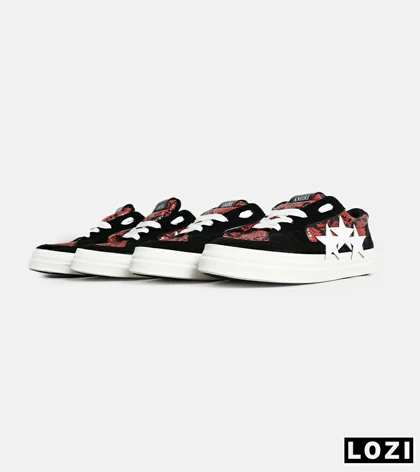 کفش اسنیکرزمشکی قرمز سفید Amiri Stars v2 مدل 7071