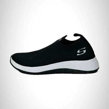 کتانی زنانه اسکیچرز بافتی مشکی سفید