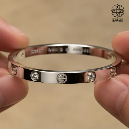 بنگل کارتیر نگین‌دار استیل کد 509428026