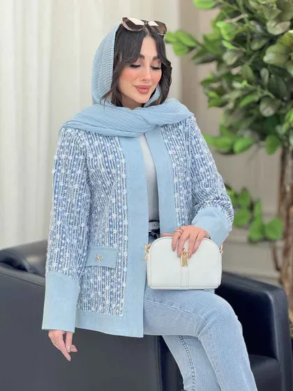 مانتو جین نواردوزی جیب سگک