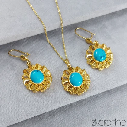 نیم ست زنانه طرح فیروزه برنجی طلایی 10048