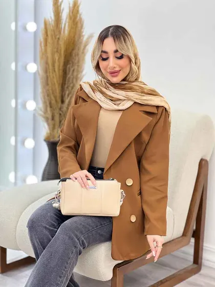 مانتو جیب نما دکمه طلایی