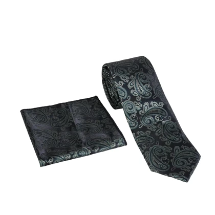 ست کراوات و پوشت لاکچری طرح بته جقه سبز