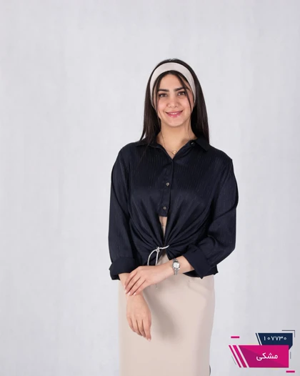 نیم‌تنه ساتن راه راه جلو گره‌ای DIANA