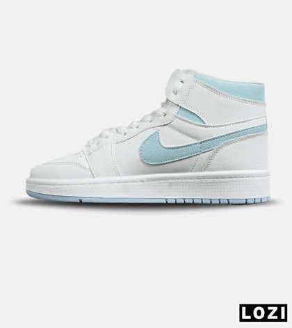 کفش کتانی ساق‌دار مردانه و زنانه سفید آبی NIKE jordan 1 مدل 7687