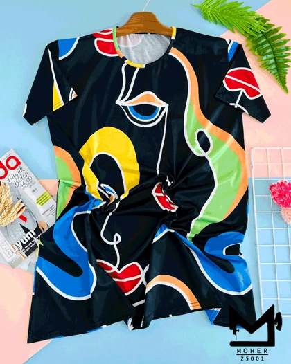 تونیک راحتی سایز بزرگ طرح چهره