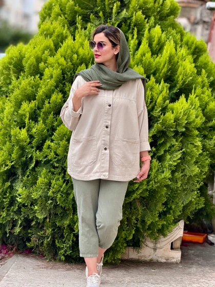 مانتو کتان هپی ( دارای ایراد جزئی )
