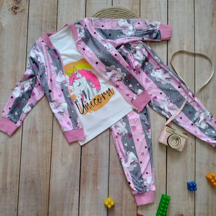 سه تیکه مخمل سویشرت شلوار یونیکورن