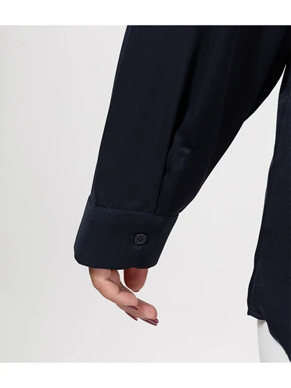 شومیز زنانه سایز بزرگ کرپ یقه مردانه آستین بلند 30106