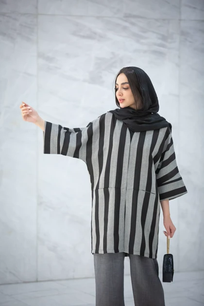 مانتو دوجیب نگار راه راه