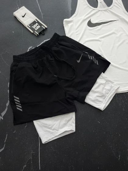 ست رکابی و شلوارک کشاله دار و جوراب نایکی