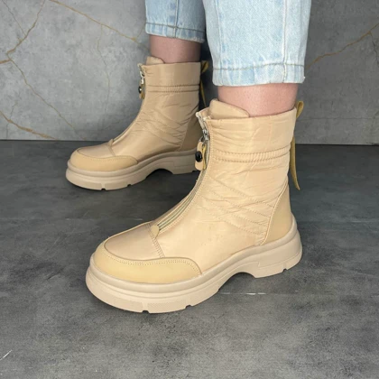 کفش زمستانی زنانه نیم ساق کاپشنی جلو زیپ